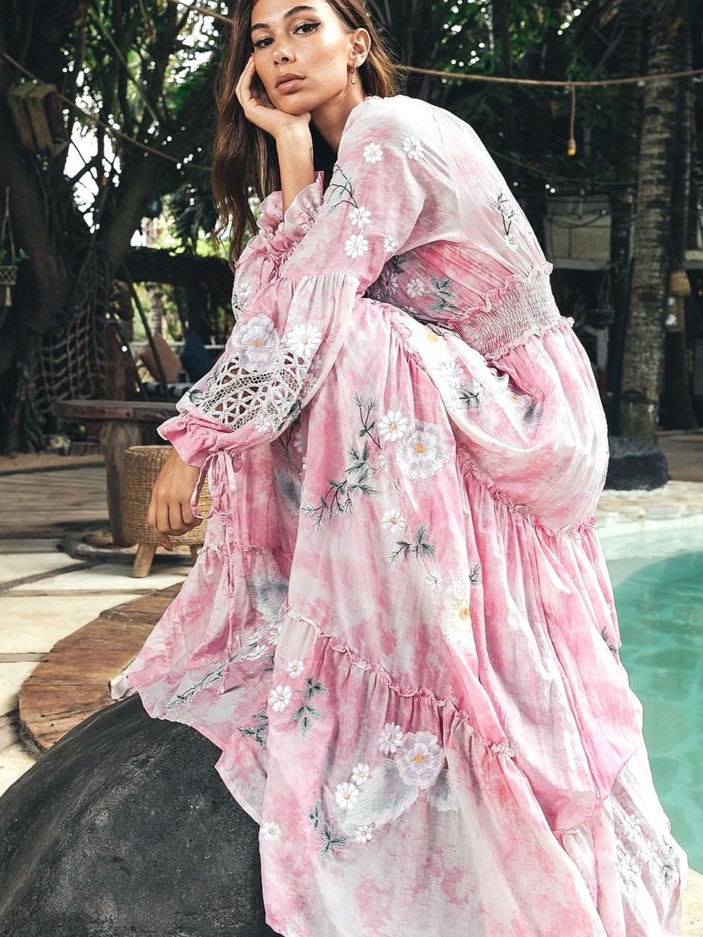 Free People x Fillyboo Daisy Island Maxi Dress M Embroidered NWT SOLD OUT $480 - Picture 4 of 6